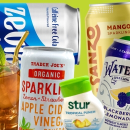 collage of low sugar drinks