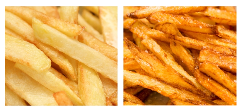 normal and burnt French fries
