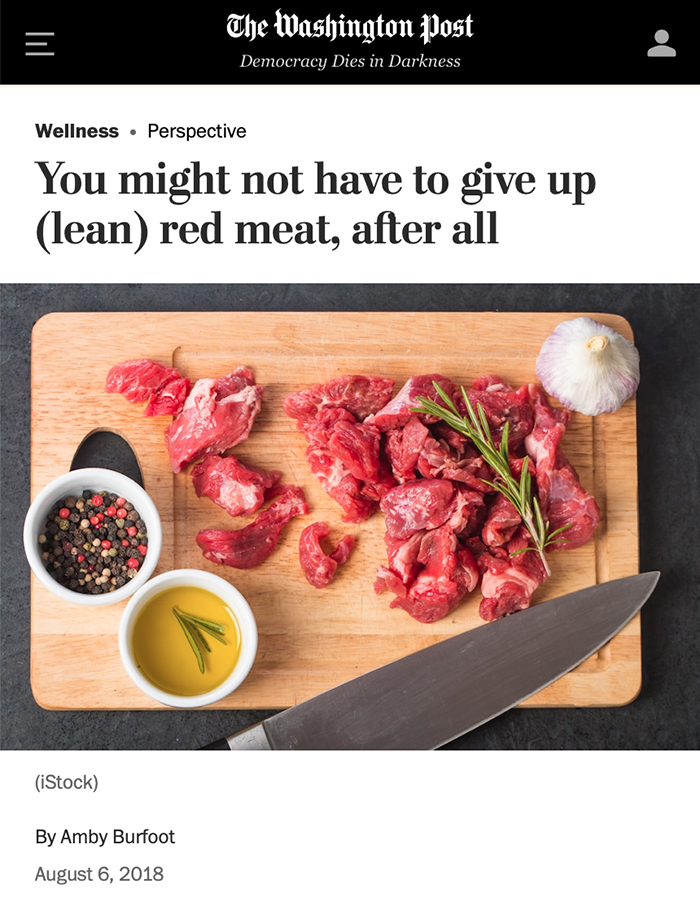 Washington Post headline about lean red meat