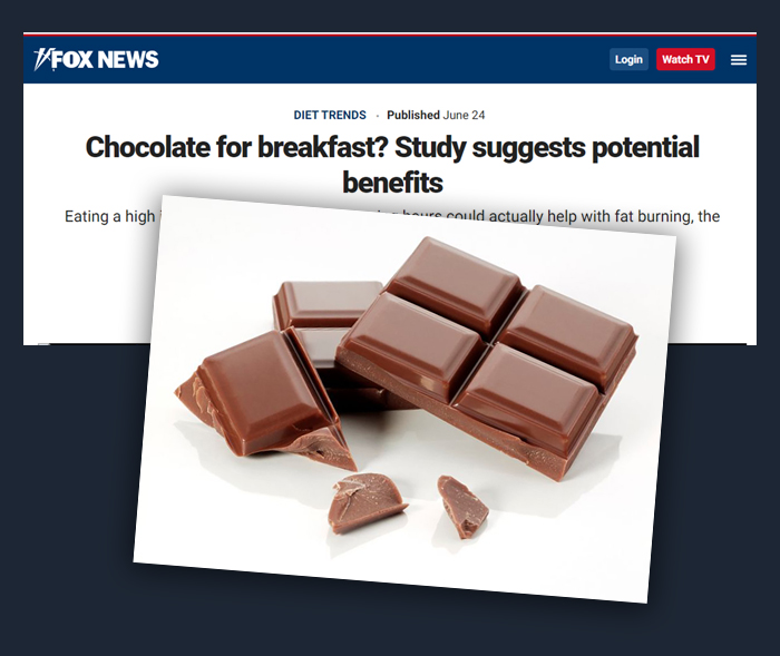 Fox News story about chocolate for breakfast