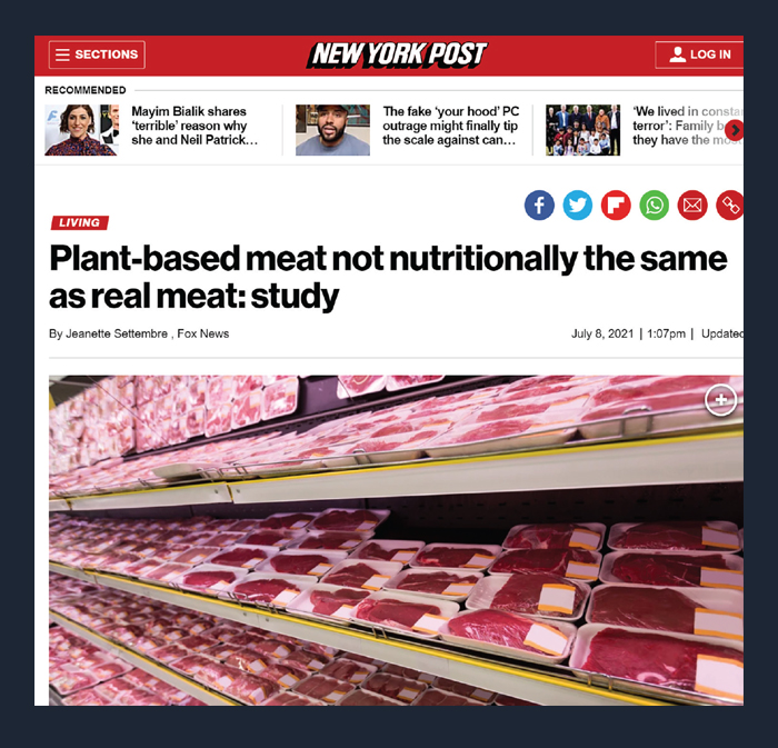 New York Post article on plant-based meat