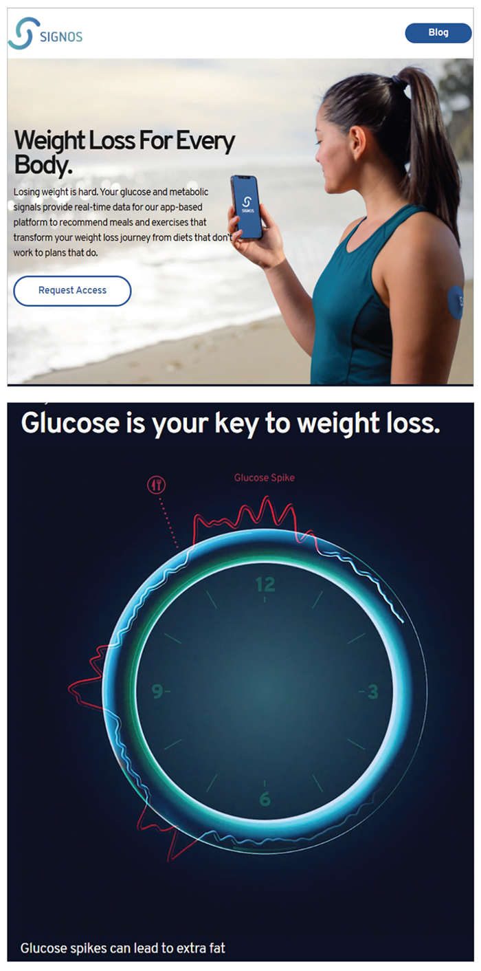 news article about glucose monitoring and weight loss