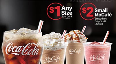 McDonald's sells a large Coke (290 calories) for $1 and a small Chocolate Shake (530 calories) for $2.