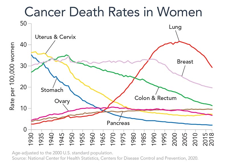 Breast cancer death rates have been dropping since 1990. Five-year survival rates are 99 percent for cancers found only in the breast, 86 percent for cancers that have spread to nearby lymph nodes, and 27 percent for metastatic cancers.