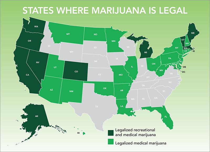 Marijuana is illegal nationally, but some states have legalized it for medical or recreational use. States typically require buyers to purchase marijuana products at dispensaries. Always check your local laws.