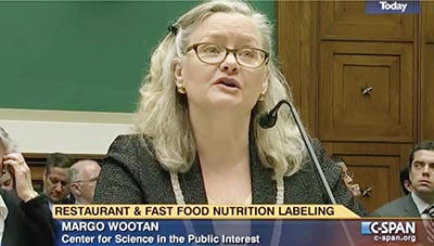 CSPI's vice president for nutrition testifies before Congress for calorie counts on menus.