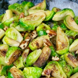 maple brussels sprouts in bowl