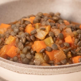 lentil stew with carrots in a bowl