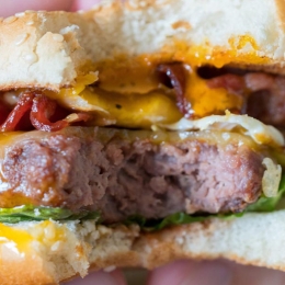 close-up of a burger