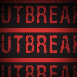 The word "outbreak" in red font