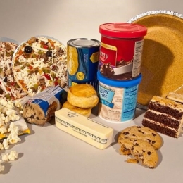 Processed foods containing trans fats (popcorn, pizza, icing, cookies, cake, pie crust, butter, biscuits)