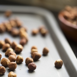 hazelnuts on a sheet pan