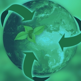 globe with recycling symbol