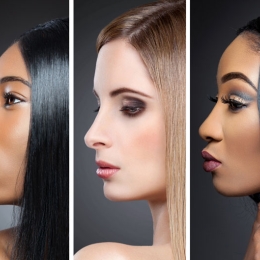 side profiles of 3 women with straightened hair