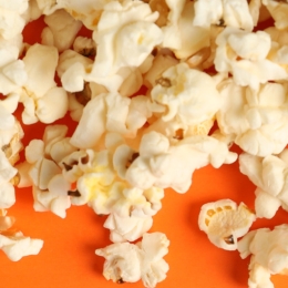 popcorn on orange background