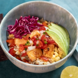 bowl filled with fish taco ingredients