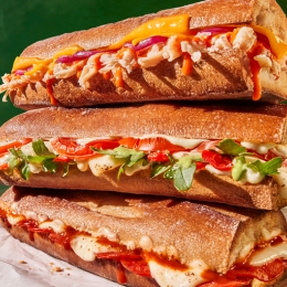 stack of 3 panera toasted melt sandwiches