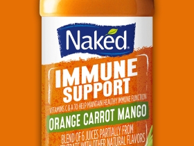 a bottle of naked immune support orange carrot mango juice