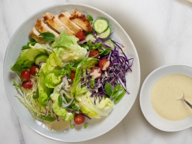 chicken salad with tahini lemon dressing