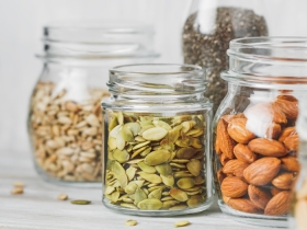 nuts and seeds in jars