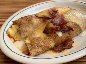 Plate of IHOP's Take the Breakfast Crepes