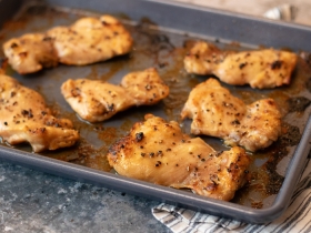 roasted chicken on a sheet pan