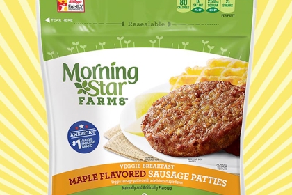 a package of Morningstar farms maple flavored veggie sausage patties