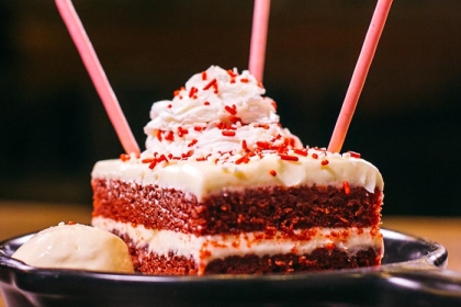 TGI Fridays red velvet sparkler cake