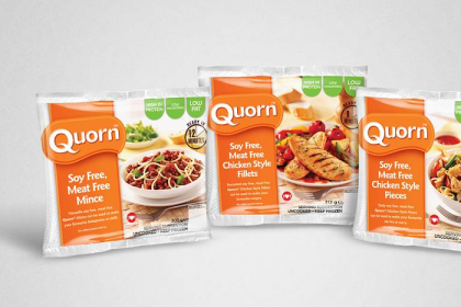 Three packages of Quorn meat substitute