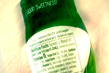 back of a bottle of Truvia liquid sweetener