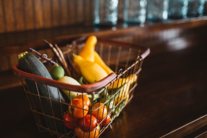 Grocery basket filled with produce