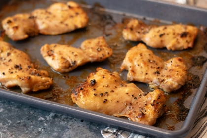 roasted chicken on a sheet pan