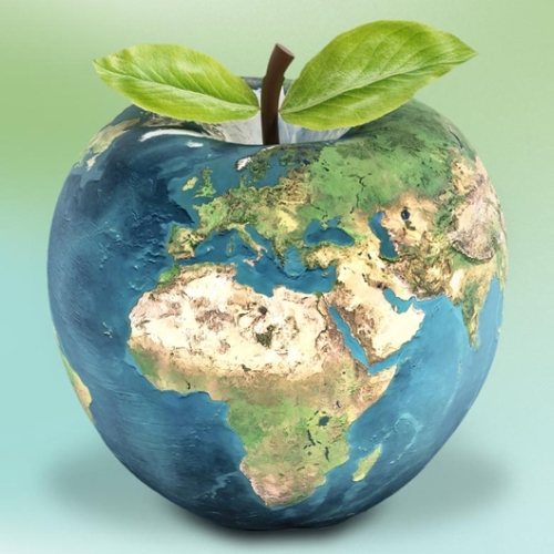 Earth in the shape of an apple
