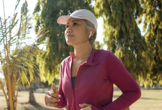 a middle-aged woman jogging