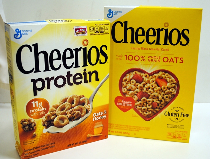 a box of cheerios and a box of cheerios protein