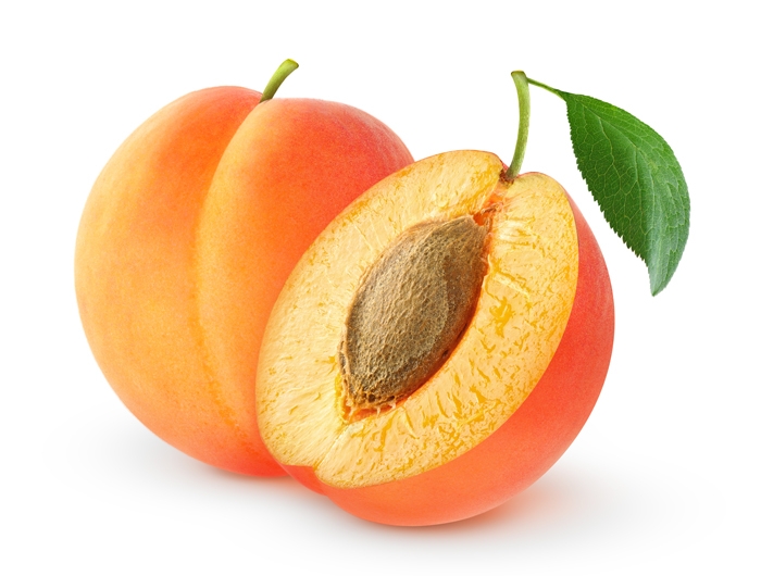 fresh apricot cut in half