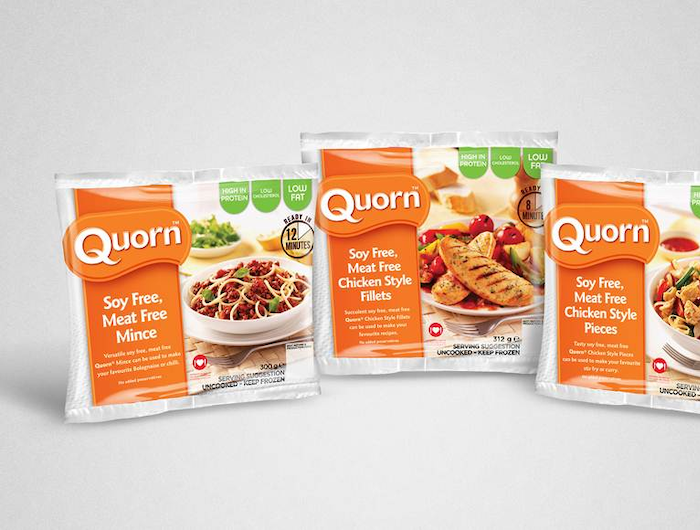 Three packages of Quorn meat substitute