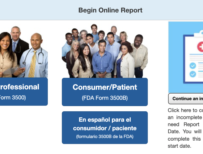 Screenshot of online report