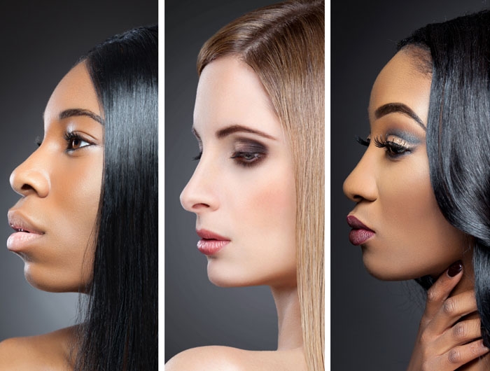 side profiles of 3 women with straightened hair