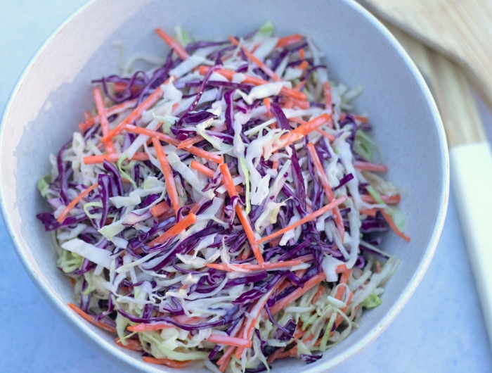 white bowl filled with slaw