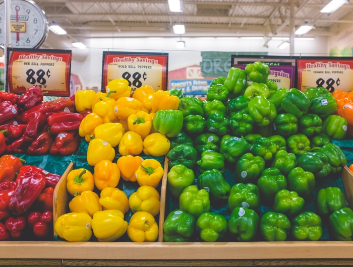 Bell peppers on sale for 88 cents. Their full, non-sale price, is 99 cents.
