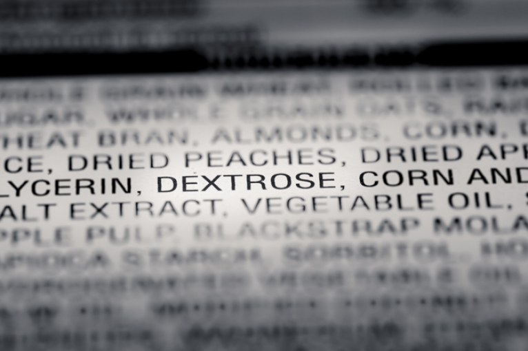 An ingredients label