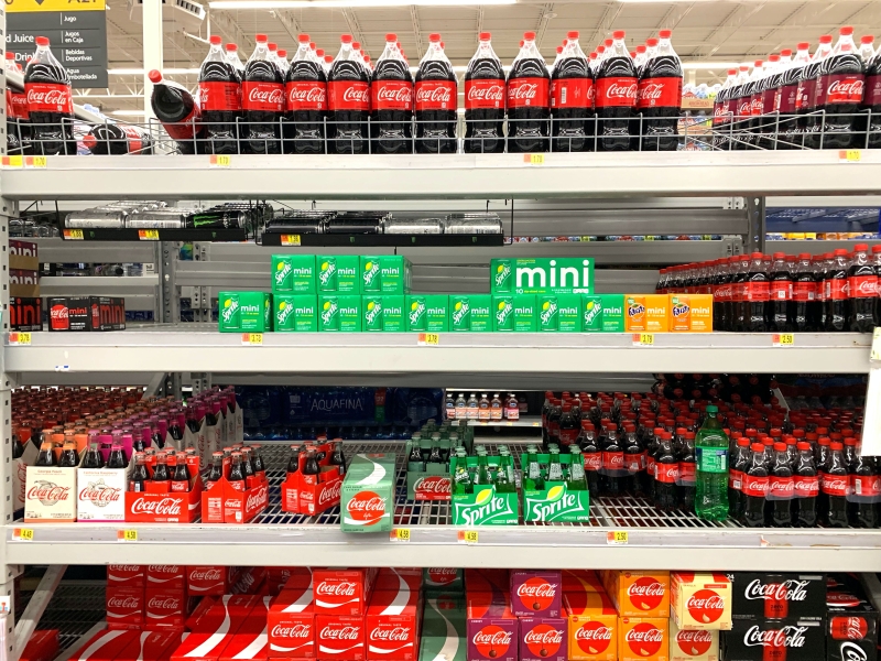 soda aisle at supermarket