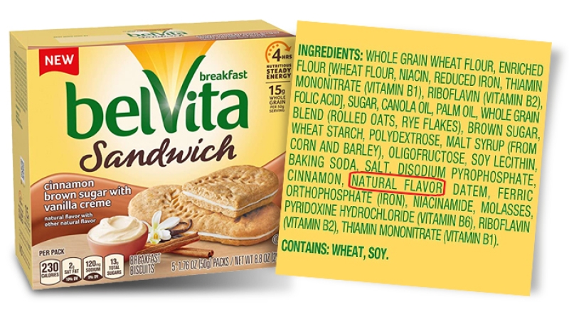 Back and front of a Belvita sandwich box