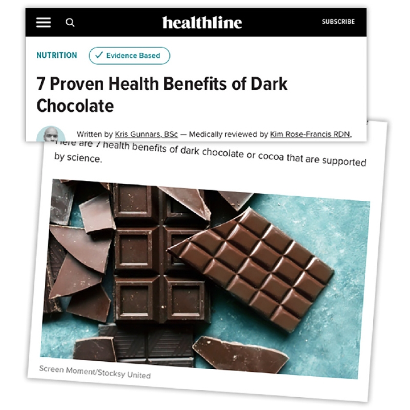 healthline online article about dark chocolate