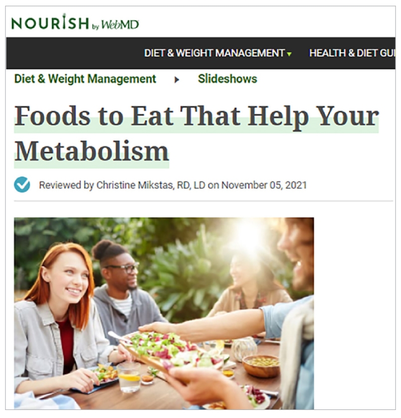 online article about foods and metabolism