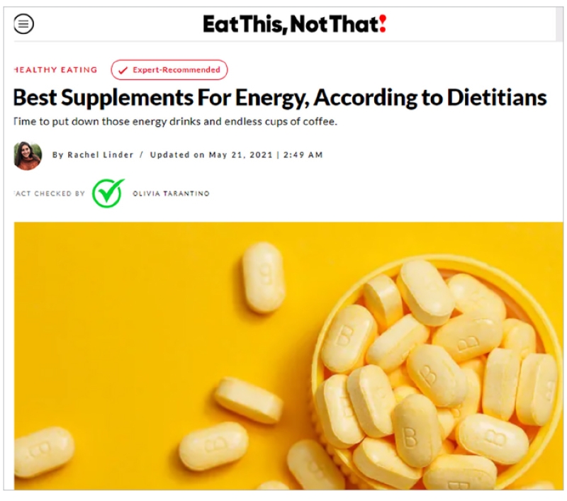 online article about supplements and energy