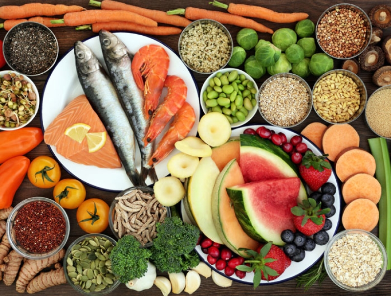 spread of Mediterranean diet foods