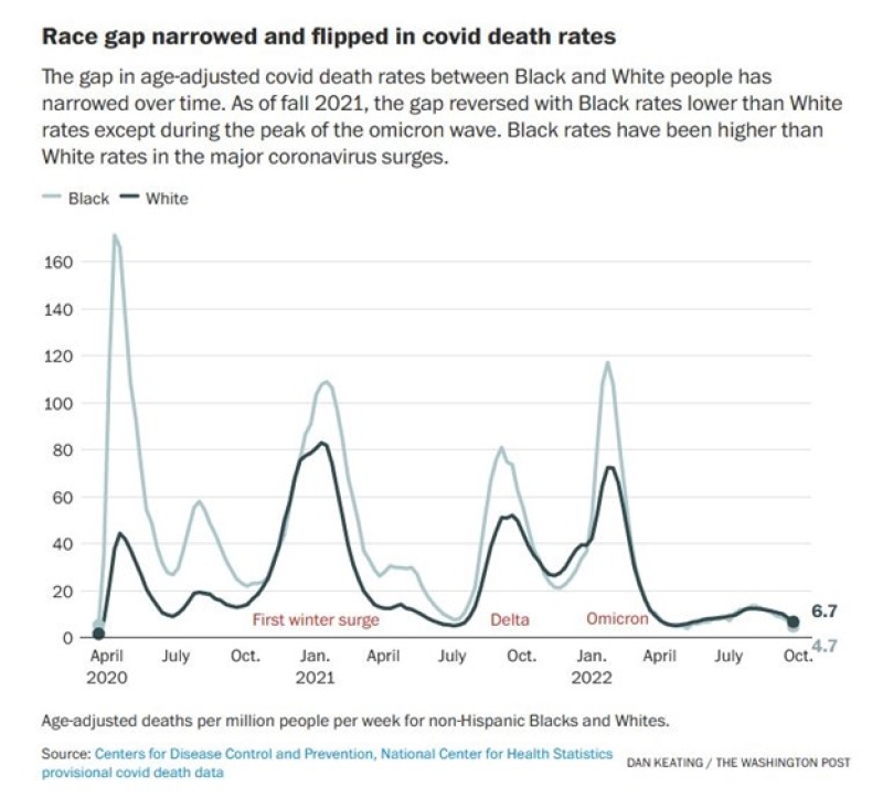 WaPo graph with info pulled from CDC re: racial disparities in COVID deaths