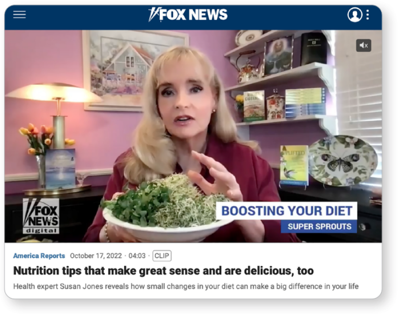 Screenshot of Fox News that says "Nutrition tips that make great sense and are delicious, too"